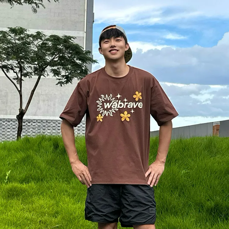 WABRAVE太阳花短袖发泡印花夏季透气运动通勤美式篮球宽松潮牌