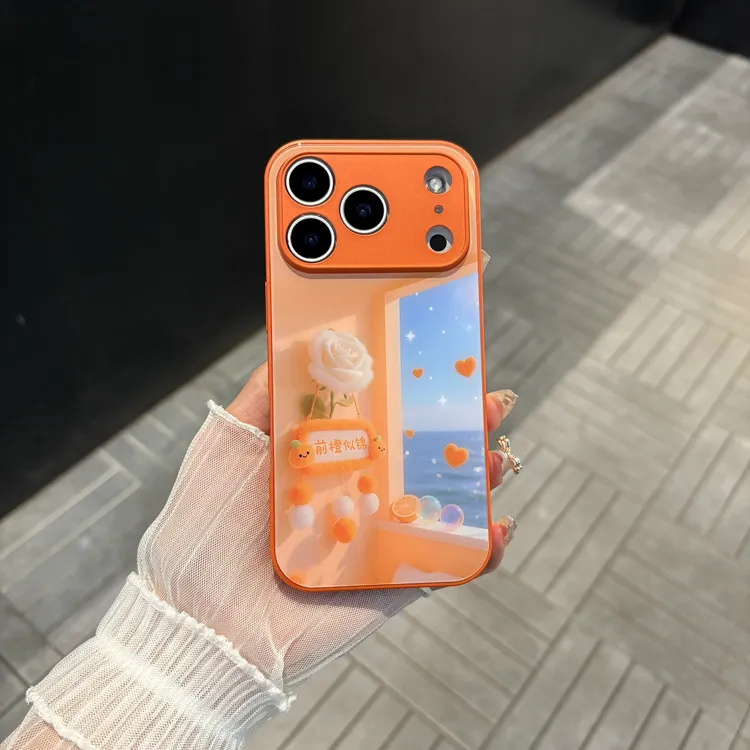 苹果/华为/oppo/vivo/小米 前橙似锦适用iPhone17/16玻璃手机壳