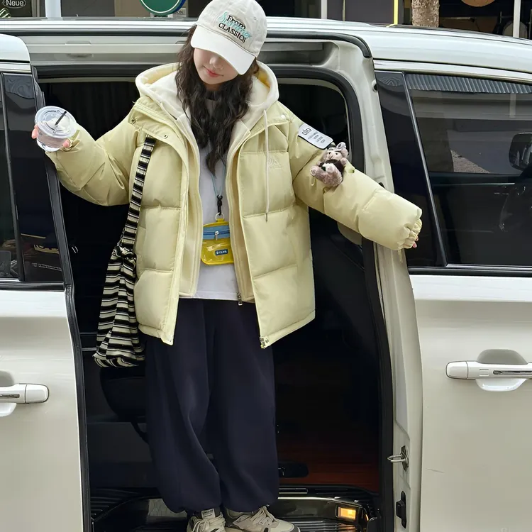 女童羽绒棉服冬装2025新款女大童超好看假两件棉衣儿童冬季面包服