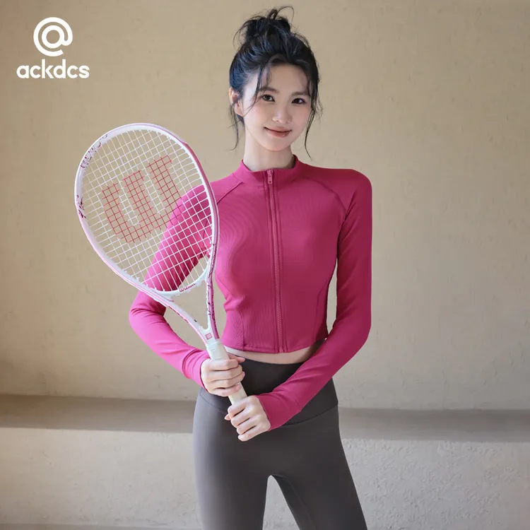 Ackdcs高颜值瑜伽外套女修身显瘦运动上衣拉链健身训练长袖秋冬款