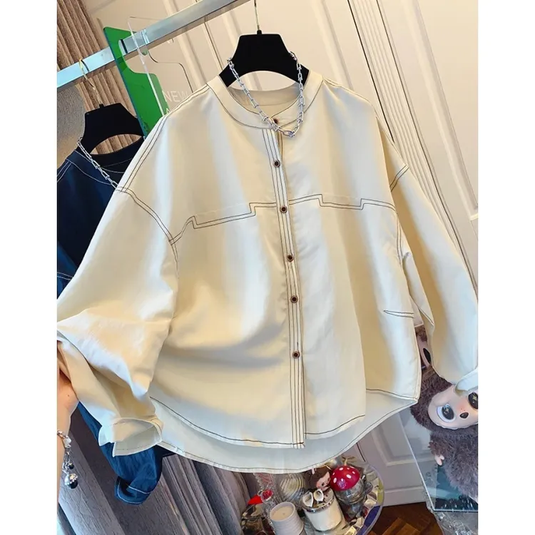 设计感小众气质明线长袖衬衫宽松独特漂亮上衣女2025秋季新款