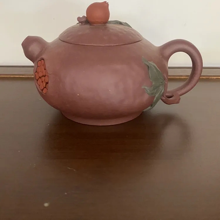 宜兴原矿紫砂半手工紫砂壶石榴贴花不议价