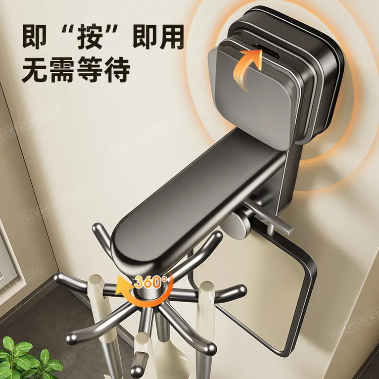 厨房吸盘强力承重置物架挂钩挂杆家用免打孔壁挂式锅铲勺子收纳架