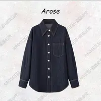 【AR0SE•正品】2025秋季新款公主风牛仔衬衫女长袖翻领衬衣3042