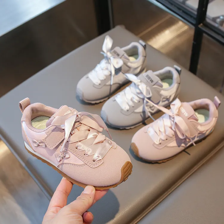 女童运动鞋2025新款儿童德训鞋粉色女宝公主运动鞋休闲鞋春款软底