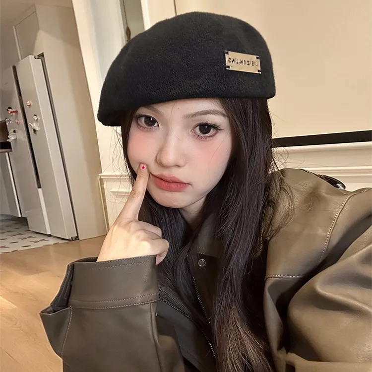 网红毛呢前进帽女秋冬休闲英伦风贝雷帽保暖显脸小画家潮帽子批发