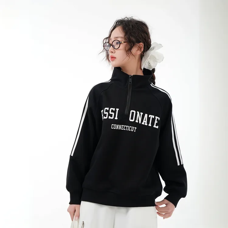 【秋意日记】新款春秋季女童青少年学生立领时尚潮酷百搭卫衣13155