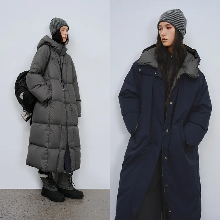 半圆女装2025长款【新国标90绒】两面穿H型保暖显瘦羽绒服D5561933