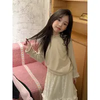 LJ-72318-柠檬酱童装女童2025冬季新款拼布打底衫