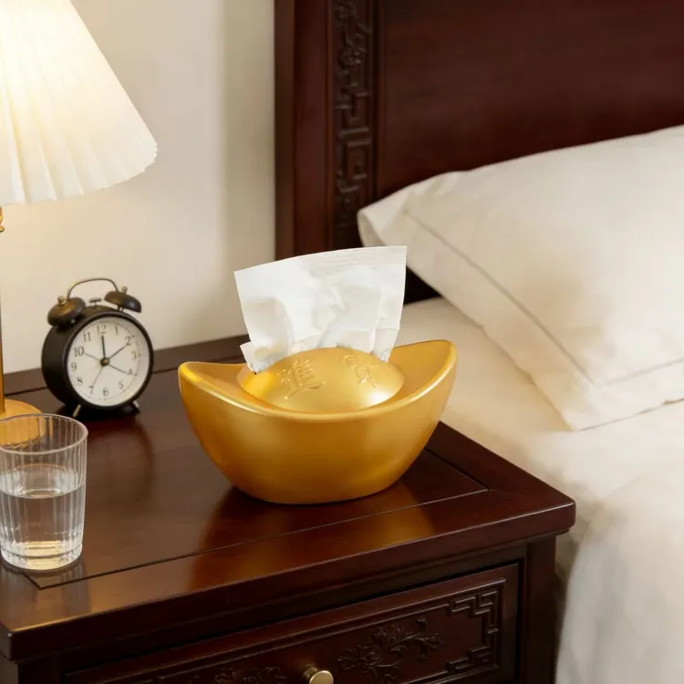 元宝纸巾盒 客厅中式盒元宝高档茶几摆件装饰家用创意抽纸盒