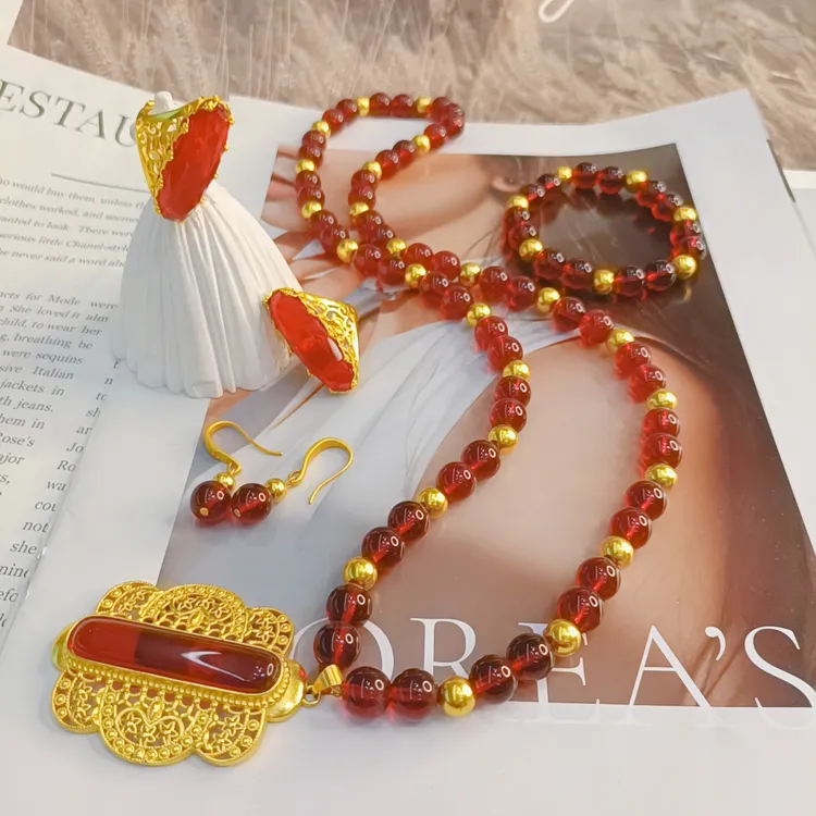 铜合金硅胶项链 铜合金时尚delzok妈妈款项链红色2936