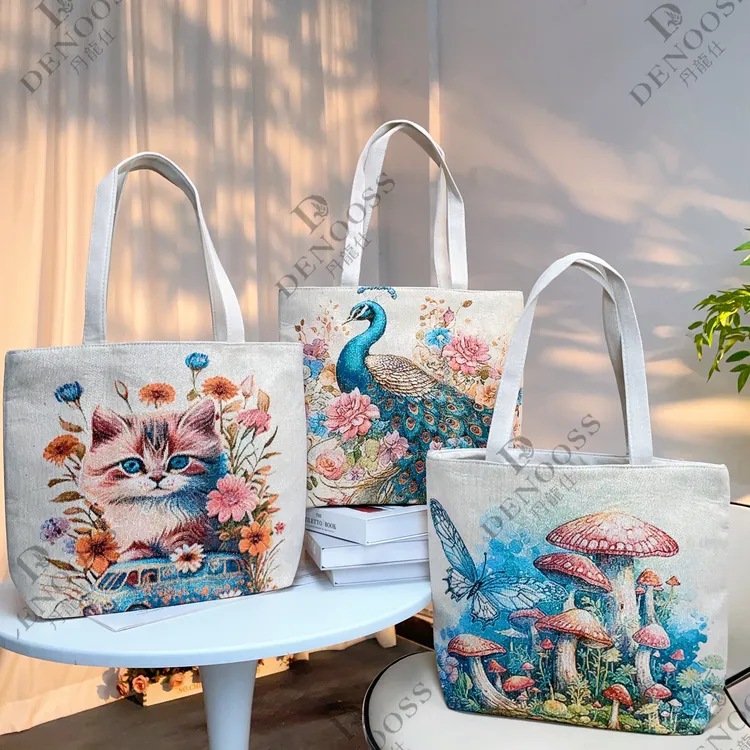 【中包合集】双面金丝提花刺绣帆布单肩包上班通勤学生补习包妈咪包