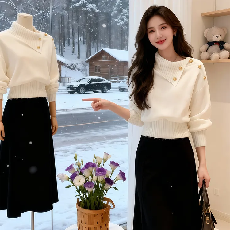 2025秋冬季新款潮流设计款针织衫女