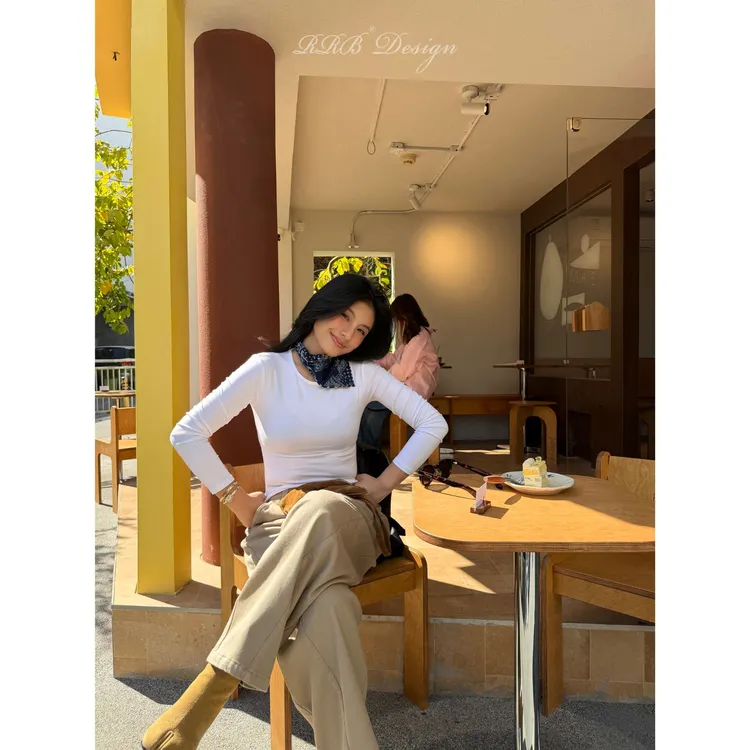 RRB Design 「万能打底」舒适弹力多色截短修身长袖打底T恤