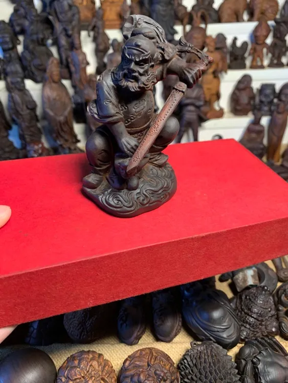 太行崖柏雷击木全镂空钟馗小摆件10x6.2cm武器可以拿下来