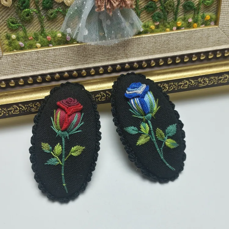 成品红色玫瑰花波浪一字发夹，颜色可定制 拍之前联系店主确定颜色