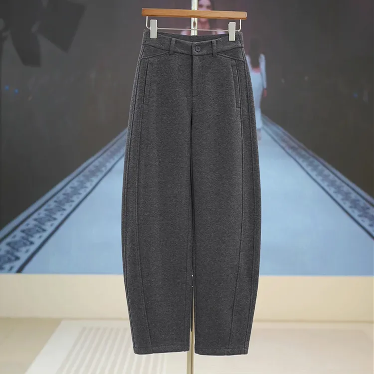 深灰色醋酸羊毛呢香蕉裤女秋冬季2025新款爆款休闲裤子阔腿弯刀裤