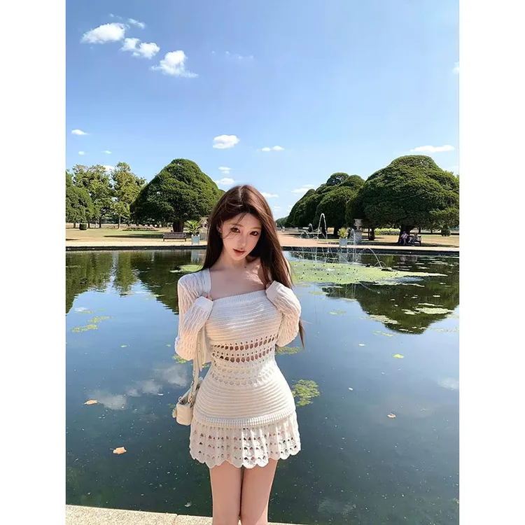 开衫吊带裙两件套连衣裙包臂短裙2025秋季新款小个子海边度假套装