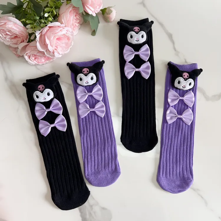 女童袜子秋冬季韩版卡通可爱库洛米女孩堆堆袜子秋冬季长筒小腿袜