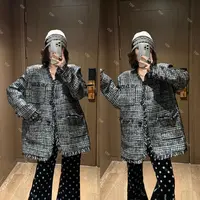 YDFSTUDIO【名媛嘉丽】欧货高品早秋重工小香编织拼接设计时尚外套