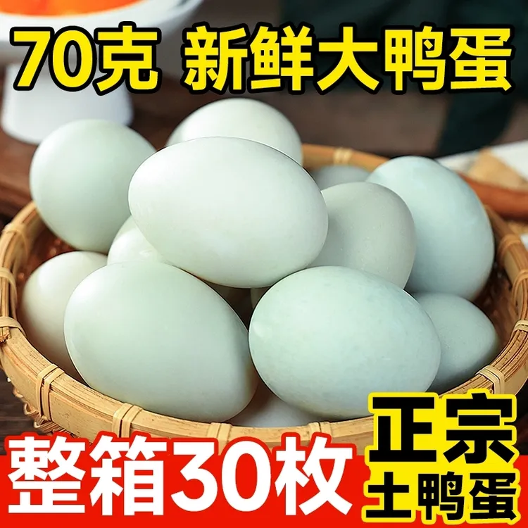 农家散养鲜鸭蛋新鲜生鸭蛋金锭绿皮青壳新鲜土鸭蛋整箱30枚大号