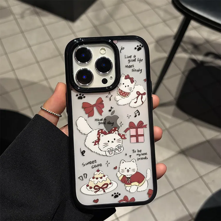 礼盒小猫适用苹果15/16手机壳12iPhone11亚克力13/14promax小众女