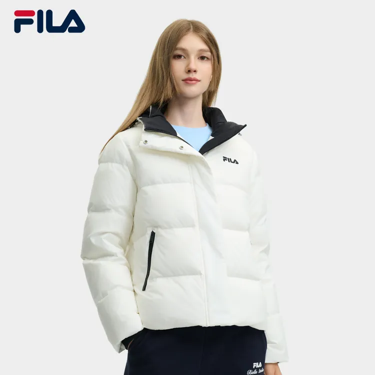 【爆款现货提前购】Fila/斐乐连帽运动女短款鸭绒羽绒服F51W548998A
