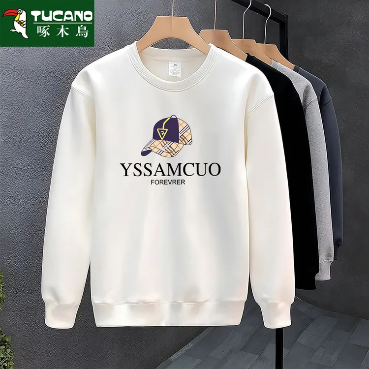 啄木鸟男士印花男长袖圆领男生秋季厚款卫衣打底衫秋冬百搭迷彩风