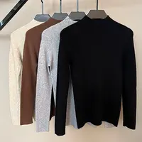 纯色珠片高领衫秋冬洋气半高领内搭衫针织 M-008