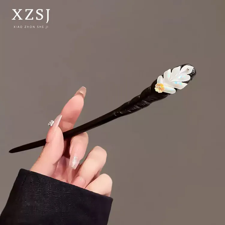 新款发簪古风女盘发头饰新中式檀木簪子旗袍流苏发钗发卡汉服发饰