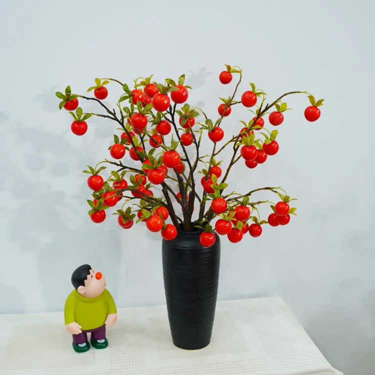 甜心柿子清新中式家居装饰摆件仿真苹果摆件玄关摆件轻奢搬新家