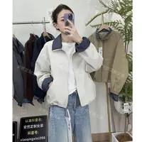 东大门时尚拼接立领女士双层外套25年秋季新款大码小个子短款外套