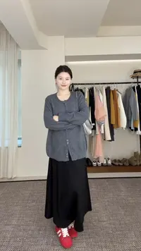 【妮妮专属】大码韩系慵懒风灰色宽松针织开衫女软糯毛衣外套8066