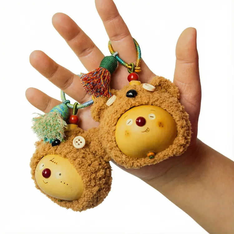 天然葫芦挂件手把件文玩手工包挂件小熊文玩挂绳解压饰品包挂饰