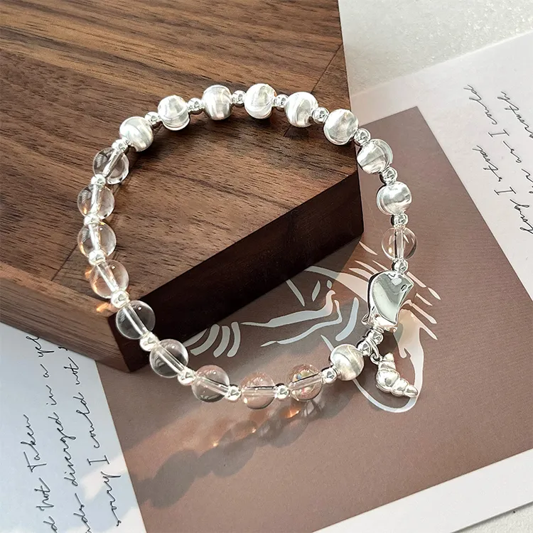 925银手链 8004纯手工时尚百搭气质白色简约ins风轻奢男女通用