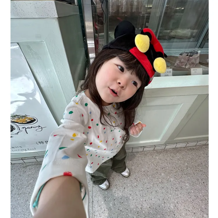 壹妈童装女童秋季套装新款洋气儿童韩版波点长袖T恤休闲绿色长裤