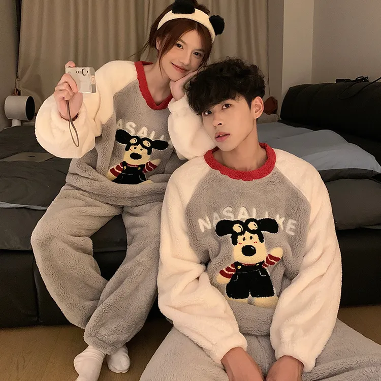 情侣睡衣珊瑚绒女秋冬季一男一女2025年新爆款男士冬天家居服套装