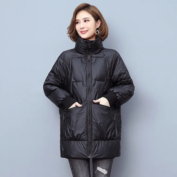 时尚韩版宽松棉服女冬季加厚中长款立领棉衣外套大码