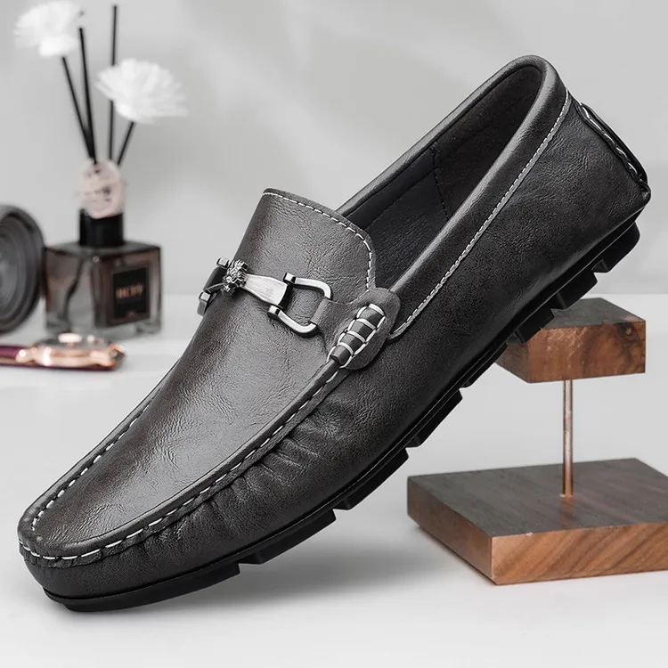 豆豆鞋男2025年新款男鞋秋季透气潮英伦一脚蹬男士休闲皮鞋男真皮