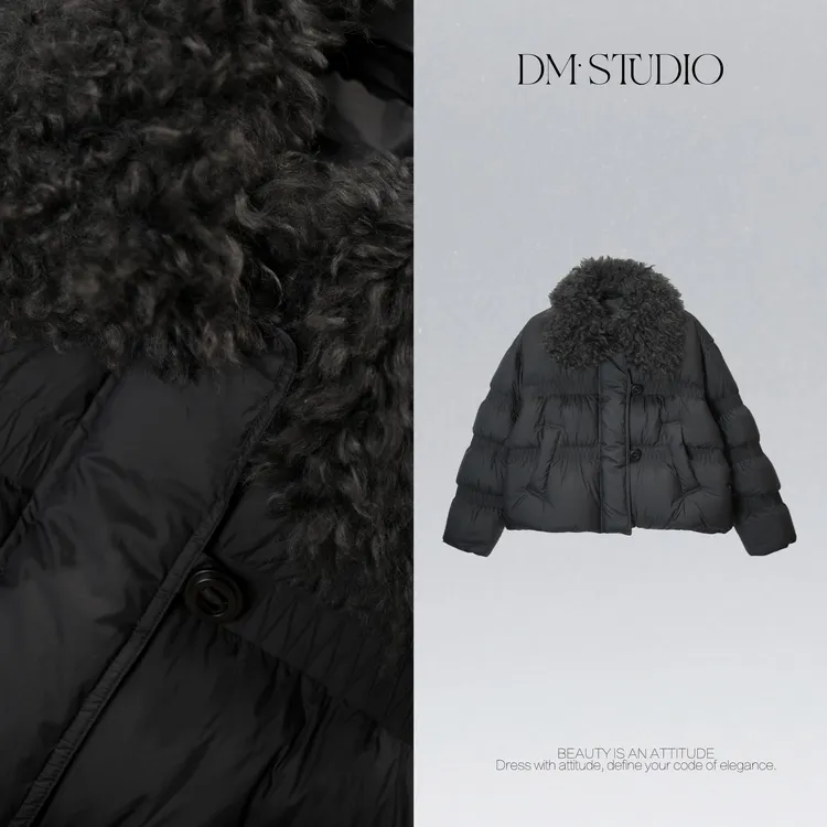 DEDM•STUDIO/气质减龄蓬感翻毛领宽松90白鸭绒服2510WT/QS20128