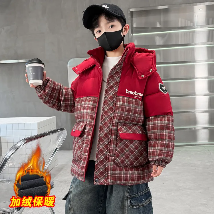 儿童装男童冬装加厚棉服2025新款中大童棉袄冬加绒男孩棉衣外套