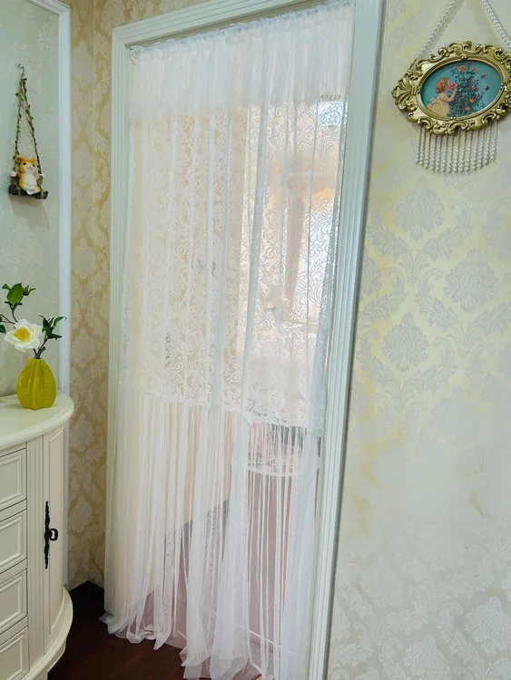 轻奢法式门帘免打孔安装隔断门帘纱帘蕾丝布艺卧室