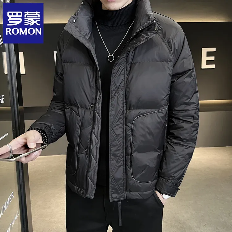 Romon/罗蒙冬季男士立领羽绒服新款潮流帅气轻薄上衣加厚保暖外套