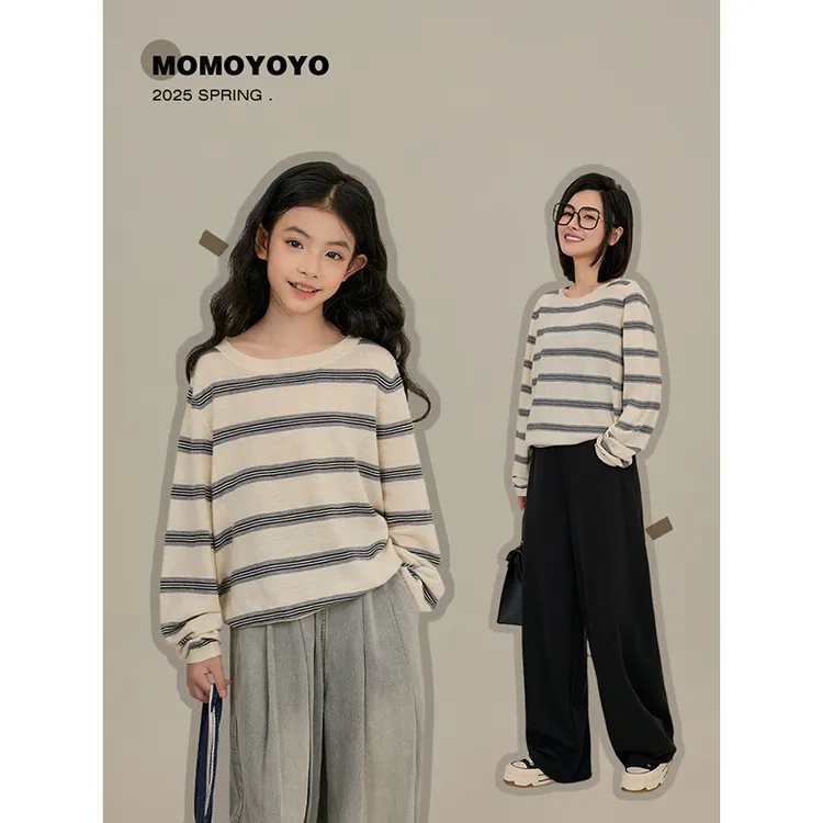 【平行线】条纹圆领毛衣7545D