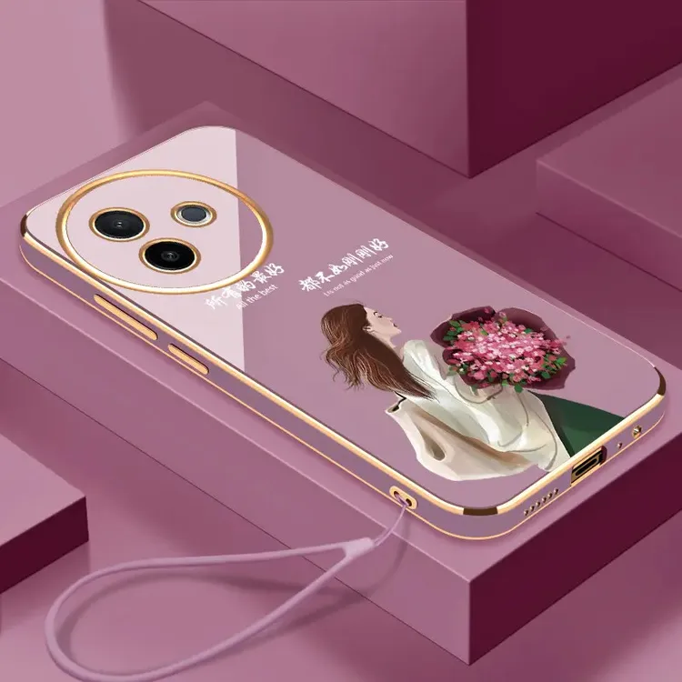 适用VIVOY300i手机壳生活是自己的全包硅胶防摔电镀硅胶软壳女款.