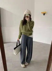 秋冬款加厚松紧腰醋酸羊毛显瘦直筒裤203