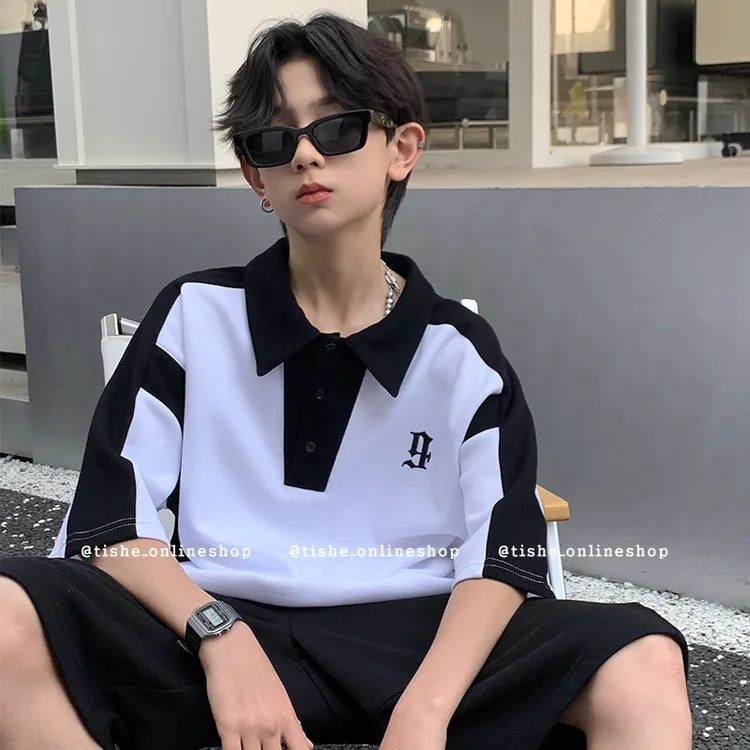 男童短袖t恤Polo衫翻领2025新款夏季薄款中大童宽松上衣儿童夏装T