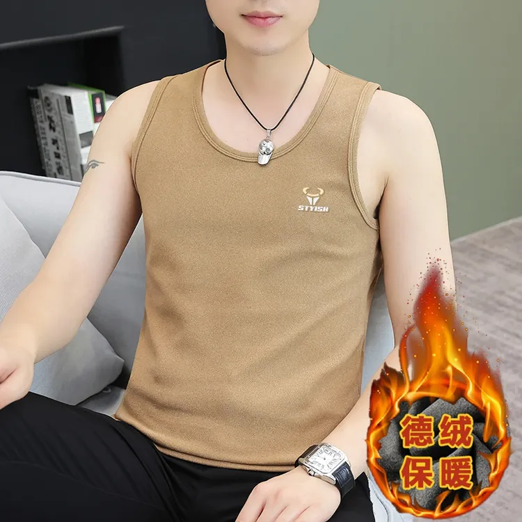 2025年新款德绒保暖背心男士加绒加厚内衣服打底衫吊带秋冬季坎肩