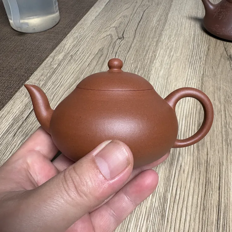 紫砂壶黄龙山底层朱泥（红泥）半手摹古梨形150cc零添加