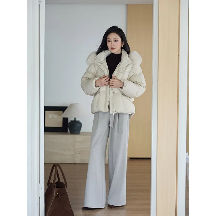 MEINA【柏林之约】冬季韩系时尚百搭连帽白鸭绒高级感羽绒服